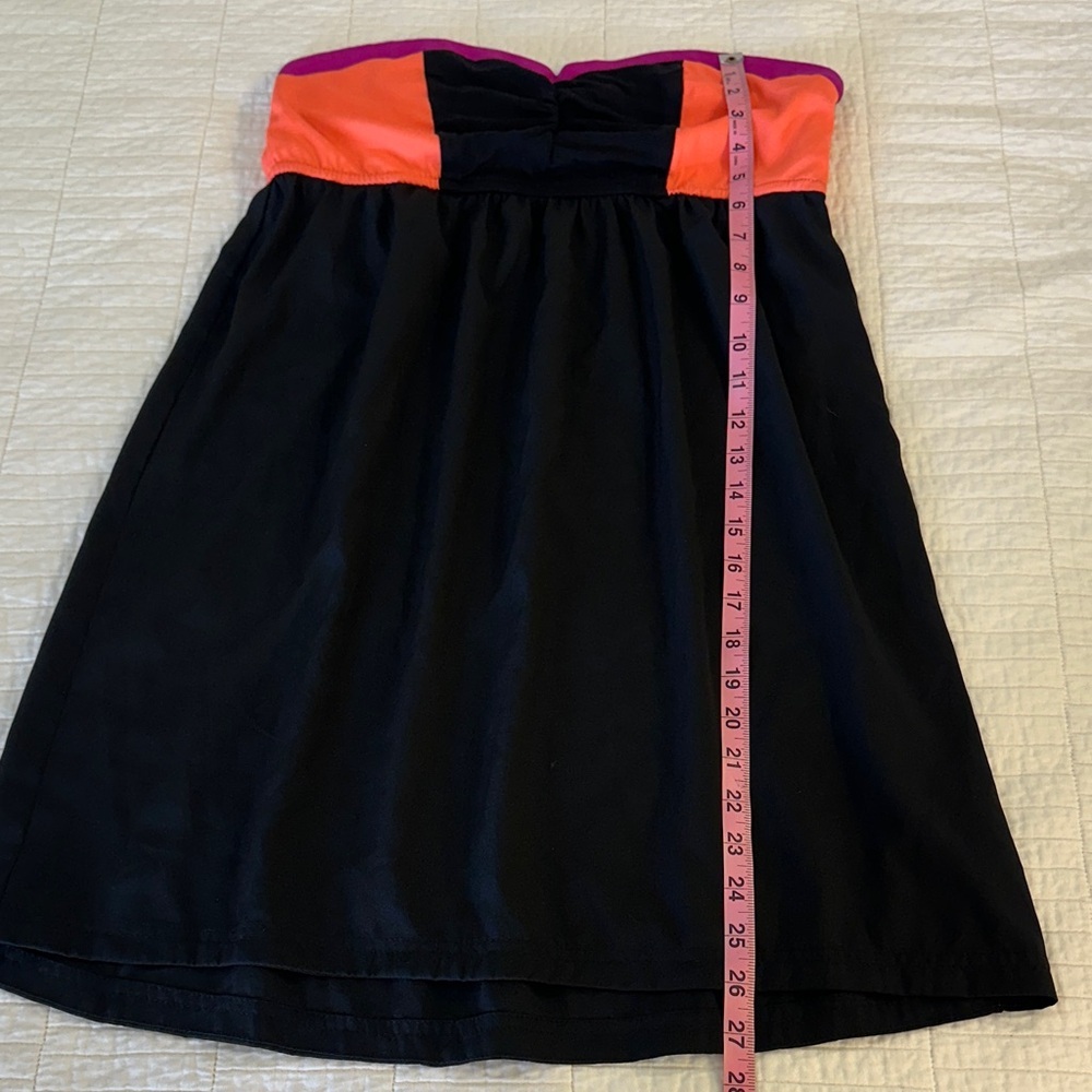 Hurley Y2K Strapless Mini Dress Neon Colorblock Empire Waist A-Line Beach Party - Picture 7 of 9